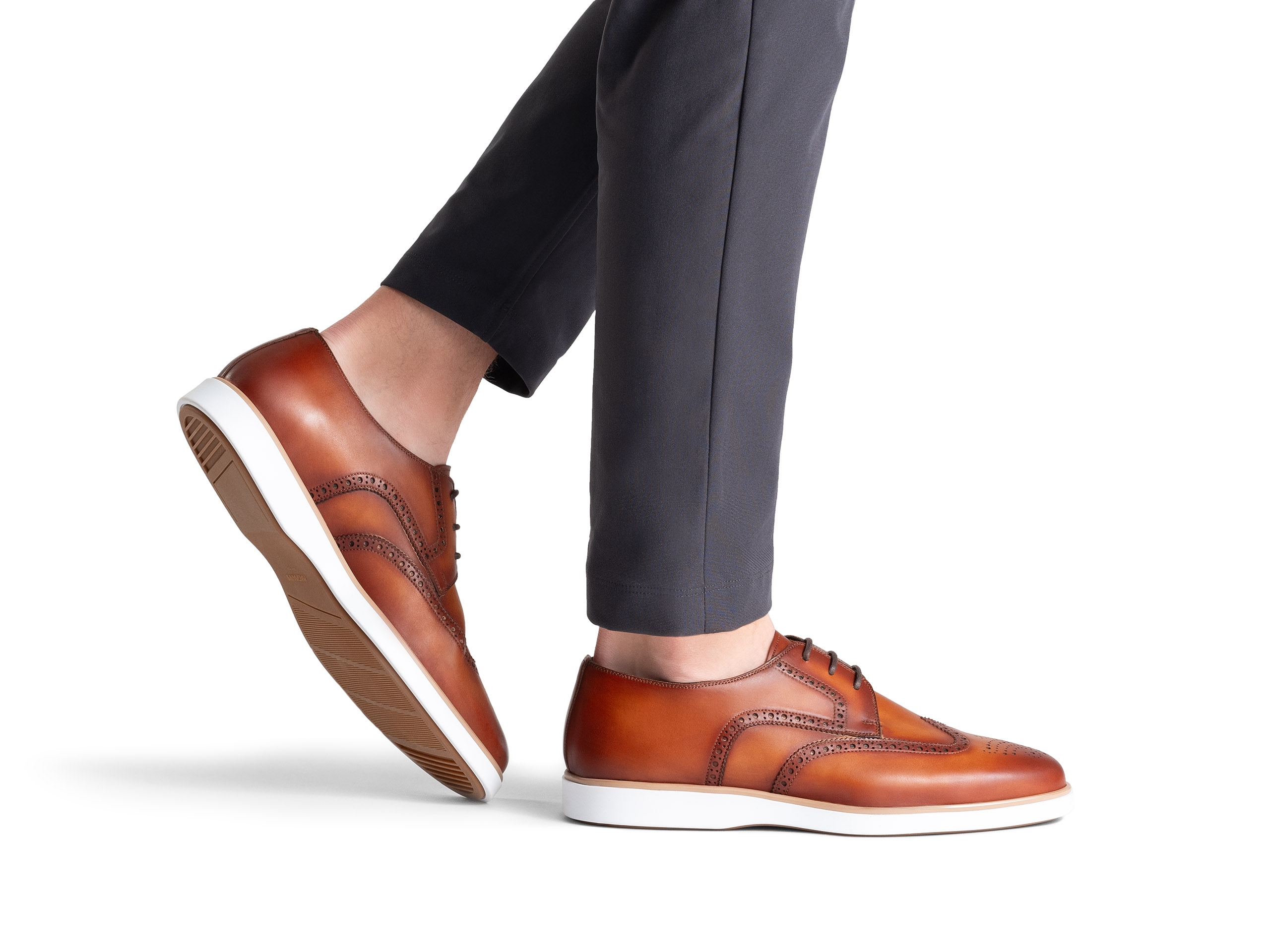 The Leonel Cognac pairs well with grey pants